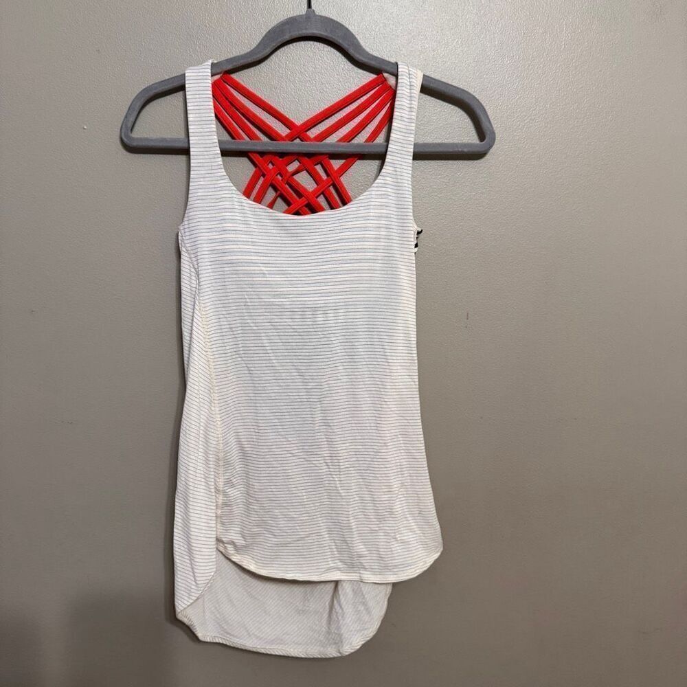Lululemon bra tank cream red size 6